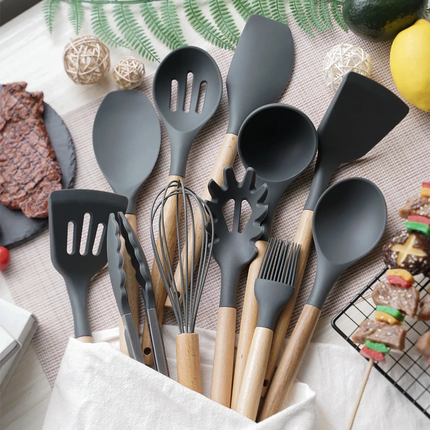 Conjunto de utensílios de cozinha antiaderentes